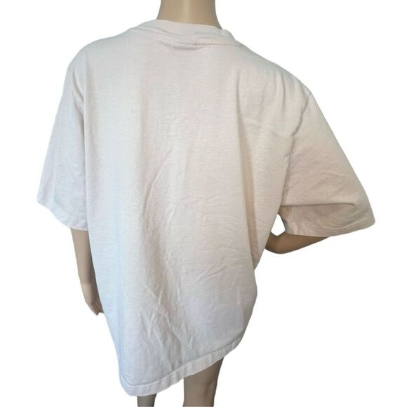 Adidas Cream Color Short Sleeve Oversized T-Shirt With Teal Logo - Picture 4 of 5